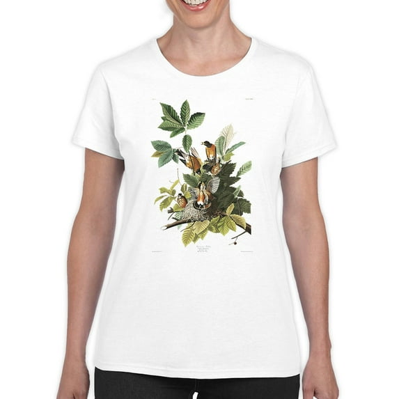 American Robin T-Shirt Women -John James Audubon Designs, Female Small