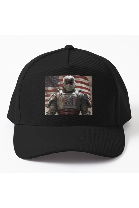 American Robot War Baseball Hat, Science Fiction USA Battle Graphic Design, Classic Cap
