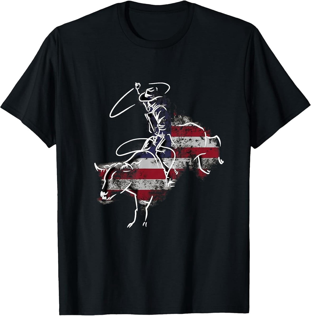Bull Rider Cloth American Rodeo Bull Riding Vintage Flag T-Shirt - Walmart.com