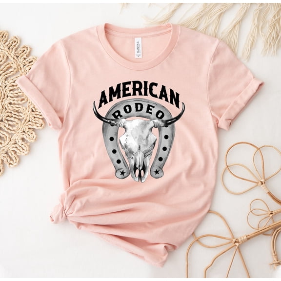American Rodeo T-shirt, Cow Skull Shirt, Country Top, American Flag Tee, American Legend Shirt, Rodeo T-shirts, Women's Shirt, Cowgirl Tee Tshirt All Size S-5XL
