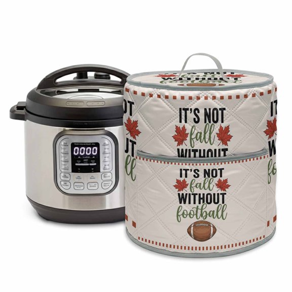 American Rugby Rice Cooker Cover 6 Quart Fall Maple Leaf Brown Ruble Football Sport Pressure Cooker Cover Appliance Protector Dust Case with Pocket and Handle for Kitchen