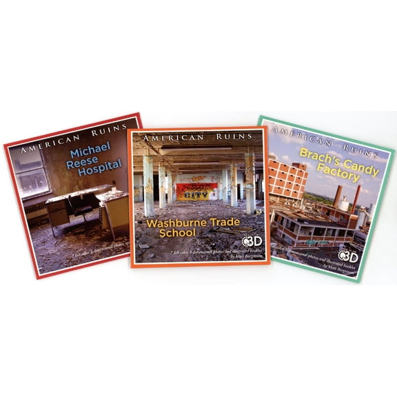 American Ruins - Stereoscopic Souvenir - 3 Classic ViewMaster Reels - Michael Reese Hospital, Washburn Trade School, Brach's Candy