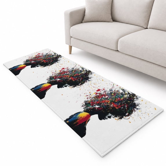 American Runner Rug 2'x6', Colorful Sparkles Female Portrait Soft Mat ...
