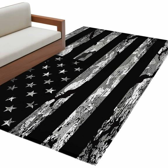 American Rustic Flag, Area Rug 3x5 FT, Non Slip Entryway Bedside Carpet, Independence Day USA Star Stripes Flag Washable Soft Floor Carpet Indoor Mat Throw Rug for Dorm Kitchen Home Office