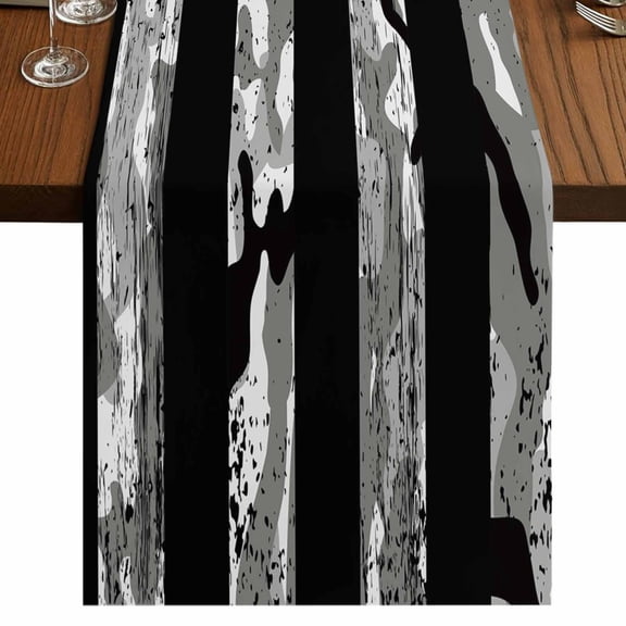 American Rustic Flag,Table Runner 120 Inches Long,Independence Day USA Star Stripes Flag Cotton Linen Table Runners Dresser Scarves,Tabletop Scarf Furniture Cover for Home Dinner Party Decor 13"x120"