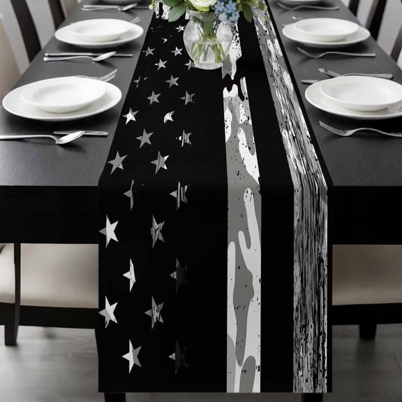 American Rustic Flag, Table Runner 36 Inches Long, Independence Day USA Star Stripes Flag Kitchen Coffee Dining Table Decoration for Home Party Birthday Wedding Home Decor 13x36 Inches