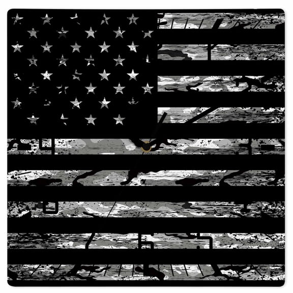 American Rustic Flag, Wooden Wall Clock Silent Non Ticking, Independence Day USA Star Stripes Flag Square Wall Clocks Battery Operated, Decor Clock for Home Office, Living Room, Kitchen, 10 Inch