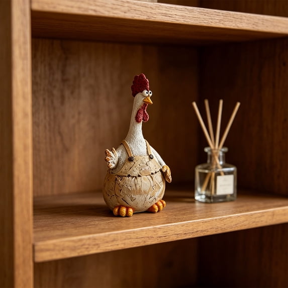 American Rustic Style Resin Chicken Figurine Set, Farmhouse Chicken Decor Collection, Country Hen Statues, Cute Desk Chicken Ornament, Hand Painted Resin Animal Figurines for Home and Kitchen Decor