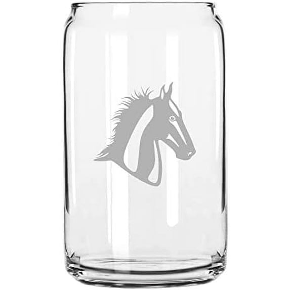 American Saddlebred Face Horse Themed Etched 16oz Libbey Can Glass