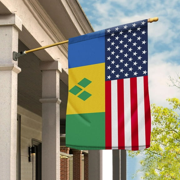 American Saint Vincent And The Grenadines Flag Vincentians Friendship U.S.A Memorial Day Patriotic For Garden Flag (11.5x17.5) Double Sided-USA Flags Premium Polyester-Decorative Indoor Outdoor Flag