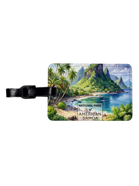 American Samoa National Park Watercolor Faux Leather Travel Luggage Tag