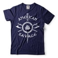 thumbnail image 1 of American Savage Shirt American Viking Shirt Viking Gift Viking Warrior Norway Norse Mythology Tee (X-Large Navy Blue), 1 of 6