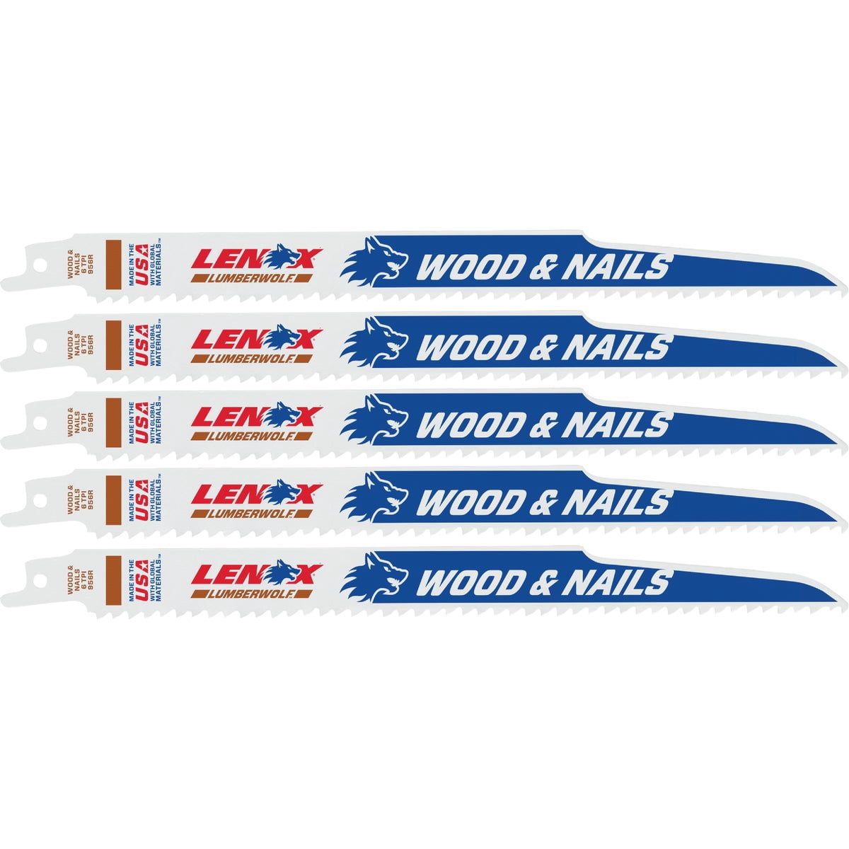 5-pack American Saw & Mfg Co Bimetal Reciprocating Saw Blade - 6 TPI Wood Cutting - 5 Pack, 9 In — Heavy-Duty Construction, Professional Use