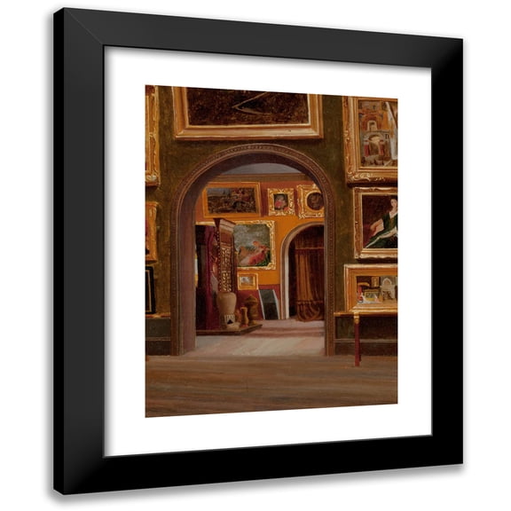 American School 11x14 Black Modern Framed Museum Art Print Titled - Studio Interior, Possibly the Boston Athenaeum (19th Century)