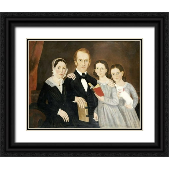 American School 14x12 Black Ornate Wood Framed with Double Matting Museum Art Print Titled - A Portrait of a Family