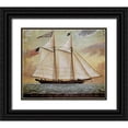 thumbnail image 1 of American School 17x15 Black Ornate Wood Framed with Double Matting Museum Art Print Titled - The Schooner Whig, 1 of 4