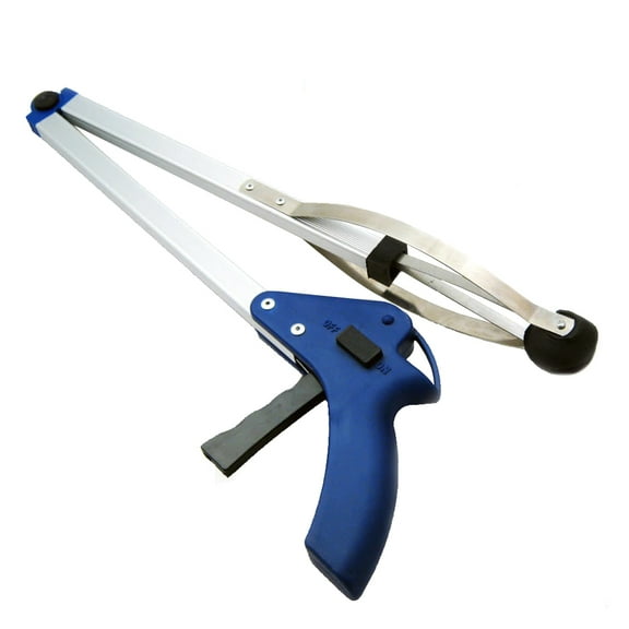 American Science & Surplus -Folding Pick-up Reaching Grabber Tool Trigger Lock- Silver Plastic/Metal