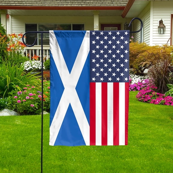 American Scotland Flag Scottish Friendship U.S.A Memorial Day Patriotic For House Flag, Double-Sided Decorative Outdoor Flag, Patriotic Polyester Yard Flag 29.5 x 39.5 in
