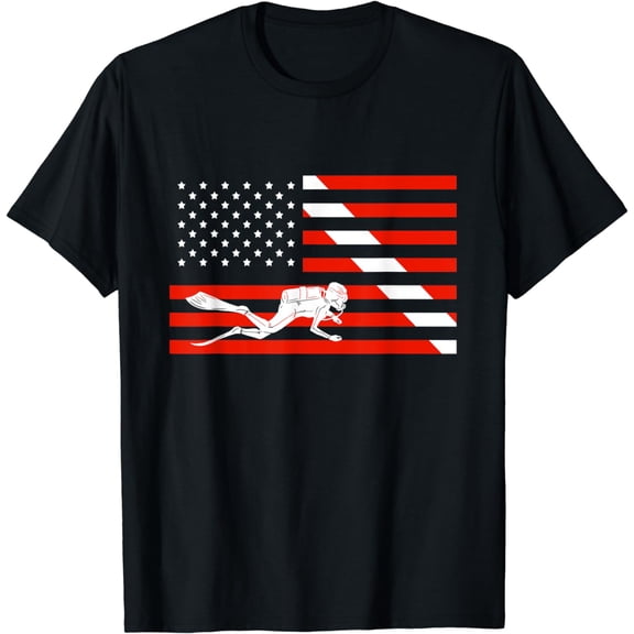 American Scuba Diver Flag Cool Scuba Dive Flag Diver Gift T-Shirt