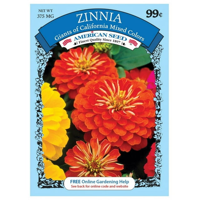 American Seed 375MG Zinna Giants of California Mixed Colors Flower ...