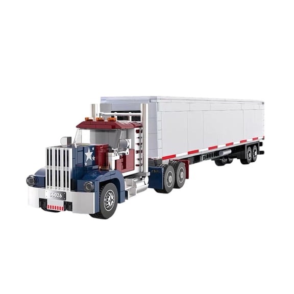 American Semi Truck Building Block Set, 572Pcs Cargo Trailer Model Kits