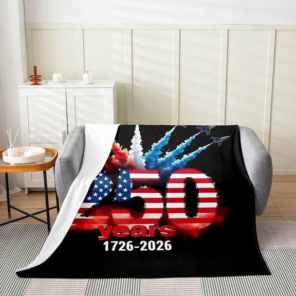 American Semiquincentennial Throw Blanket for Couch Sofa Bed
