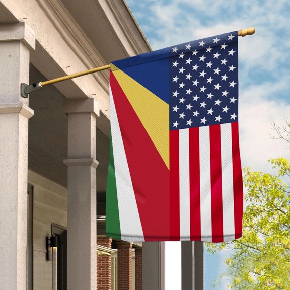 American Seychelles Flag Seychellois Friendship U.S.A Memorial Day Patriotic For Garden Flag (11.5x17.5) Double Sided-USA Flags Premium Polyester-Decorative Indoor Outdoor Flag