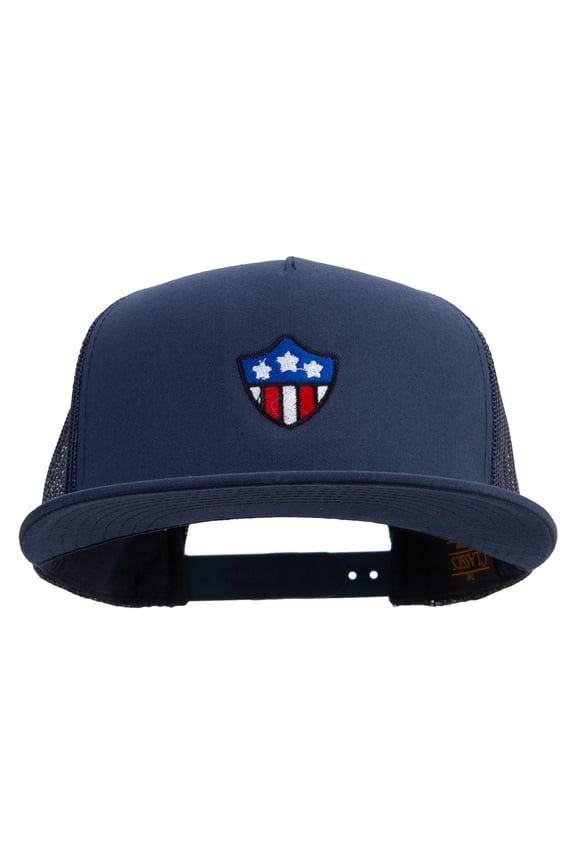 American Shield 5 Panel Mesh Trucker Snapback Cap - Navy OSFM