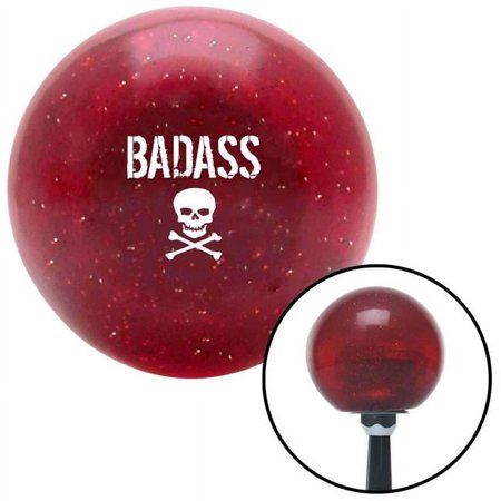 American Shifter 282881 White Bad Ass Skull Red Metal Flake Shift Knob with M16 x 1.5 Insert Shifter Auto Brody