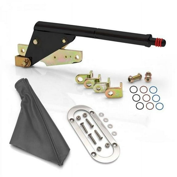 American Shifter 315478 Floor Mount Black Emergency Parking Brake, Grey Boot & Silver Trim Ring