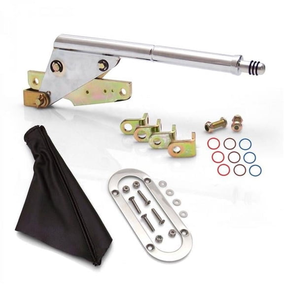 American Shifter 315483 Floor Mount Emergency Parking Brake, Black Boot & Silver Trim Ring