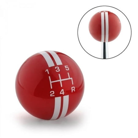 American Shifter 322533 White Rally Stripe 5 Speed Shift Pattern Red Shift Knob with M16 x 1.5 Insert