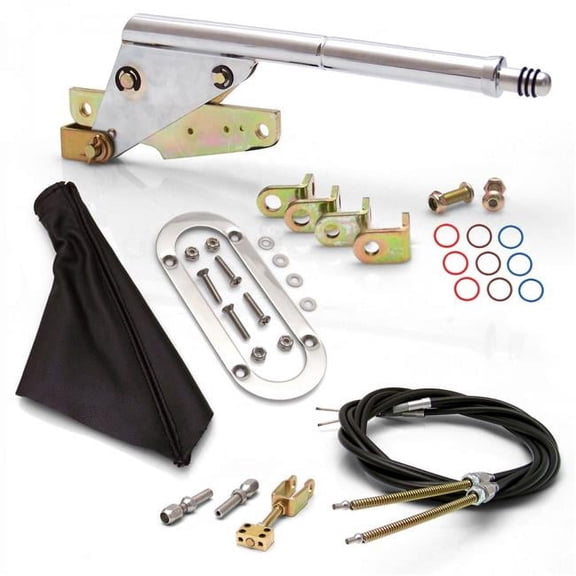 American Shifter 334173 Floor Mount Emergency Parking Brake Black Boot, Chrome Ring & Cable Kit