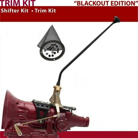 American Shifter 4L60E Shifter Kit 23 in. Trim Kit Black Dual Shift Gray Boot Ringed Knob for D0DBF
