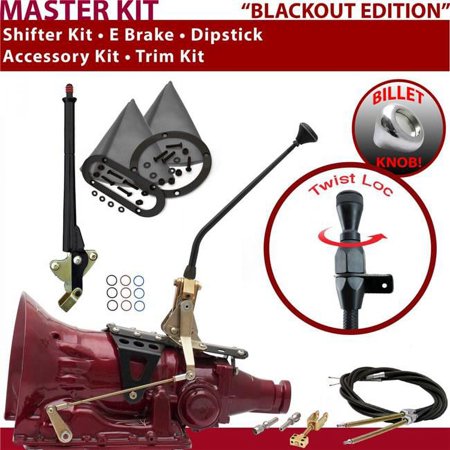 American Shifter 4L60E Shifter Kit Black 12 in. E Brake Cable Trim Kit Dipstick for F0F17