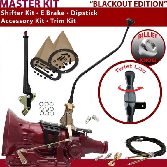 American Shifter 4L60E Shifter Kit Black 23 in. Swan E Brake Cable Clevis Trim Kit Dipstick for F601A