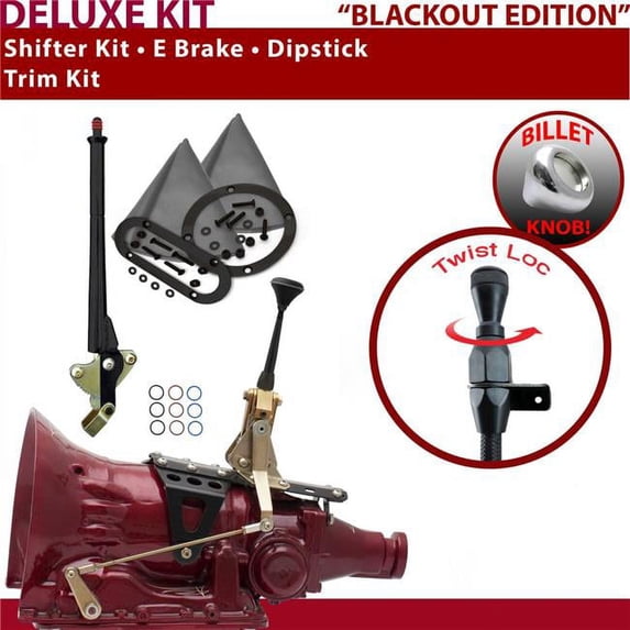 American Shifter 4L60E Shifter Kit Black 6 in. E Brake Trim Kit Dipstick for EBE39