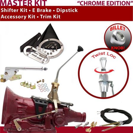 American Shifter 4L60E Shifter Kit Chrome 10 in. E Brake Cable Trim Kit Dipstick for EF2BF