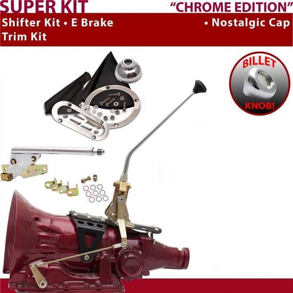 American Shifter 4L60E Shifter Kit Chrome 12 in. E Brake Trim Kit for F0E04