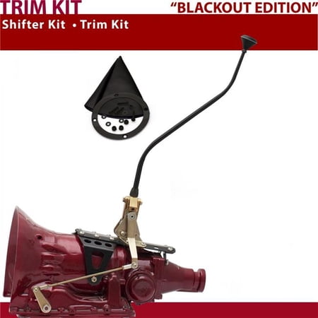 American Shifter 4L80E Shifter Kit Black 23 in. Swan Trim Kit Push Button Black Boot Ringed Knob for DE76B