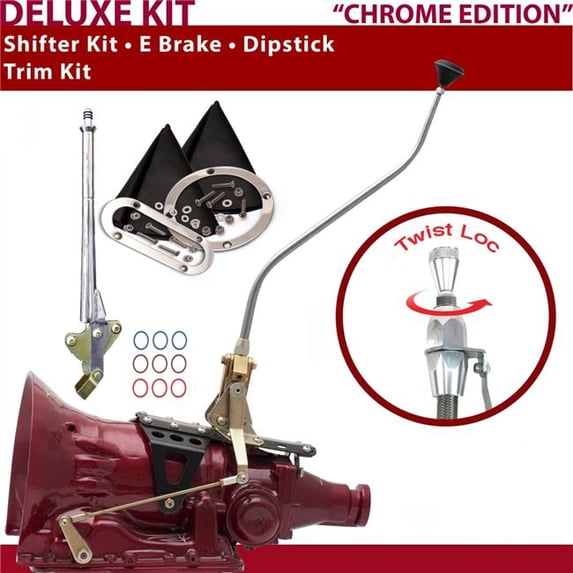 American Shifter 4L80E Shifter Kit Chrome 23 in. Swan E Brake Trim Kit Dipstick for DE725