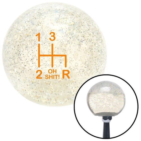 American Shifter 93018 Orange Shift Pattern OS6n Clear Metal Flake Shift Knob with M16 x 1.5 Insert Auto Brody