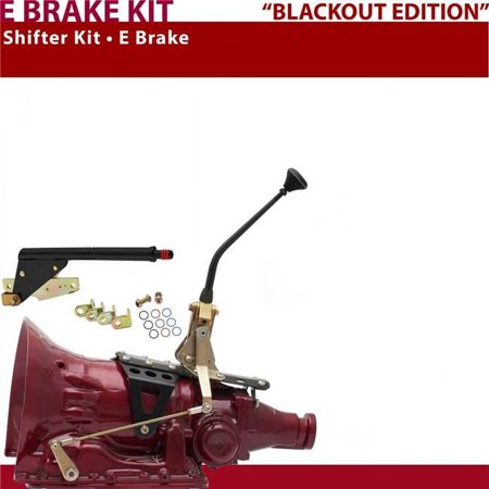 American Shifter AOD Shifter Kit 10 in. E-Brake Black Dual Shift Floor Handle Ringed Knob for CB993