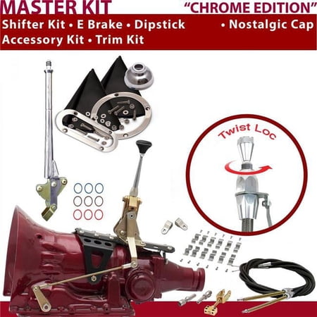 American Shifter AOD Shifter Kit 6 in. E Brake Cable Clamp Clevis Trim Kit Dipstick for D3FC3