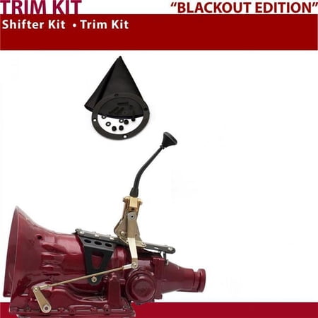 American Shifter AOD Shifter Kit 8 in. Trim Kit Black Push Button Black Boot Ringed Knob for D5B3B