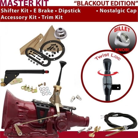 American Shifter AOD Shifter Kit Black 6 in. E Brake Cable Clevis Trim Kit Dipstick for EBAF1