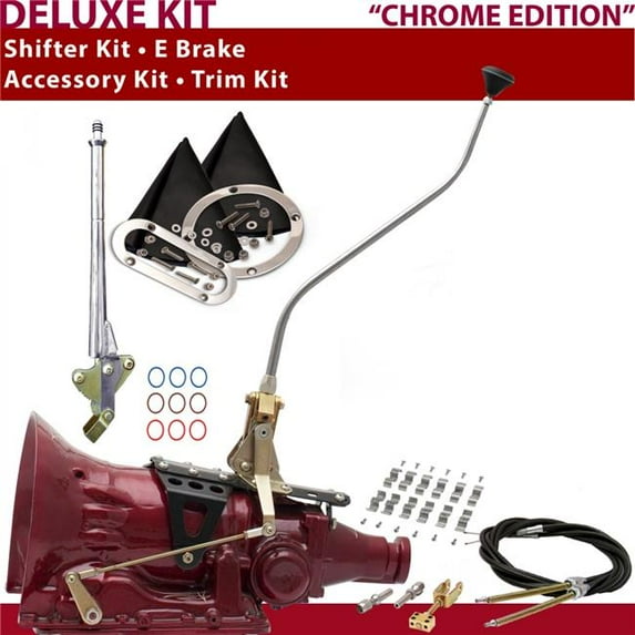American Shifter AOD Shifter Kit Chrome 23 in. Swan E Brake Cable Clamp Trim Kit for DE17A