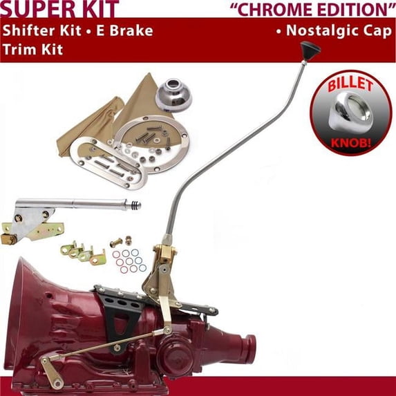 American Shifter AOD Shifter Kit Chrome 23 in. Swan E Brake Trim Kit for F5B92