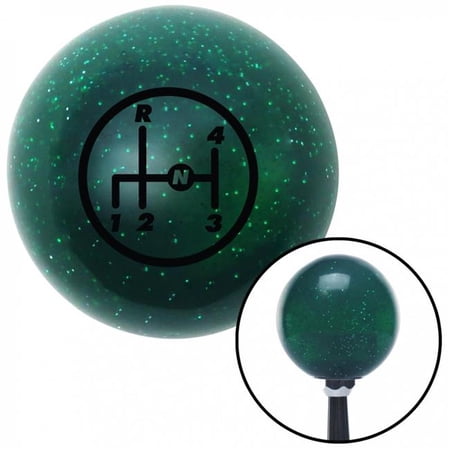 American Shifter 60513 Black 4 Speed Shift Pattern - 4UR-RDL Green Metal Flake Shift Knob - M16 x 1.5 Insert Auto