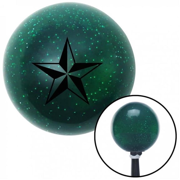 American Shifter 60531 Black 5 Point 3-D Star Green Metal Flake Shift Knob with M16 x 1.5 Insert Shifter
